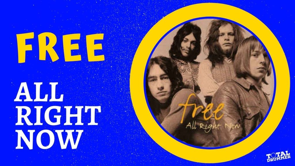 all right now, drum sheet music, drum notation, drum tab, simon kirke, free